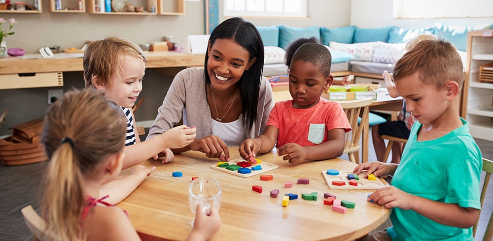 Teacher with children