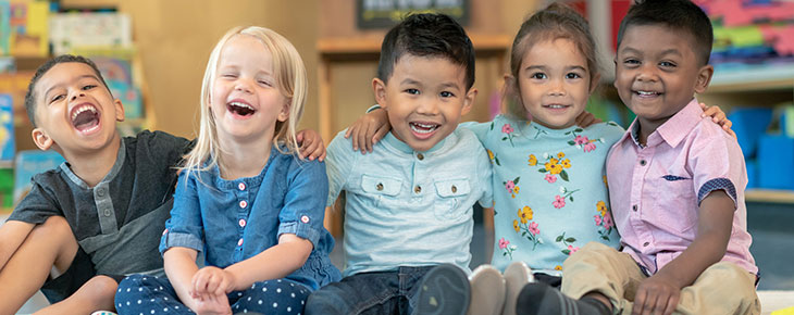 Group of smiling preschool students