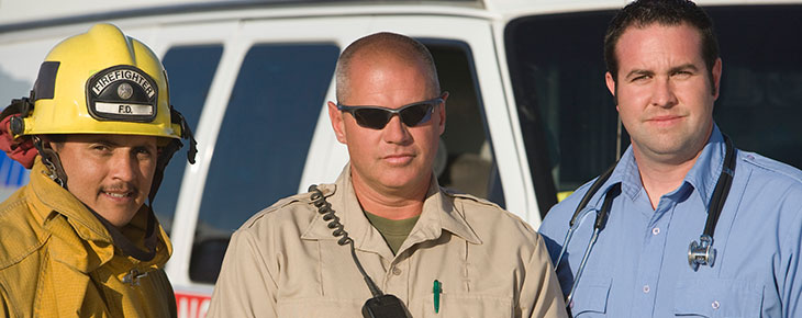 Portrait of three first responders