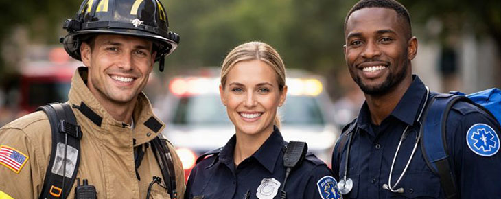 Portrait of three first responders