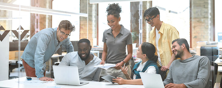 Group of people discussing project