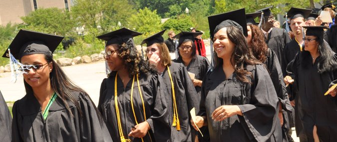 Grads walking in