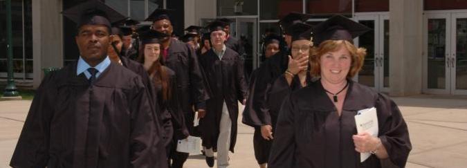 Commencement 2008 graduates marching in