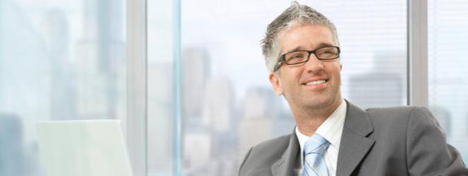 Political Science businessman smiling on in office